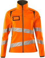 Soft Shell Jacke, Damenpassform, Gr. 2XL - hi-vis orange/moosgrün, 100% PES