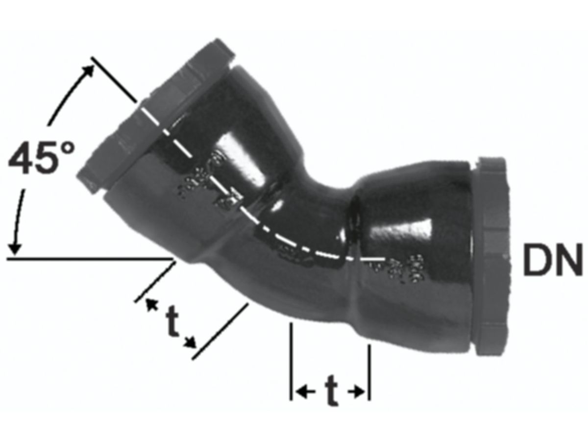 HD Bogen 45°, 2 Schraubmuffen - Fig. 2322a