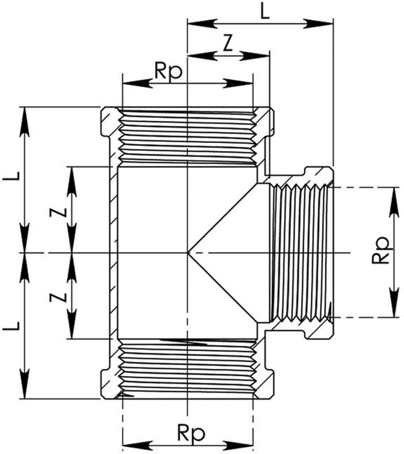 T-Stück egal Rotguss
