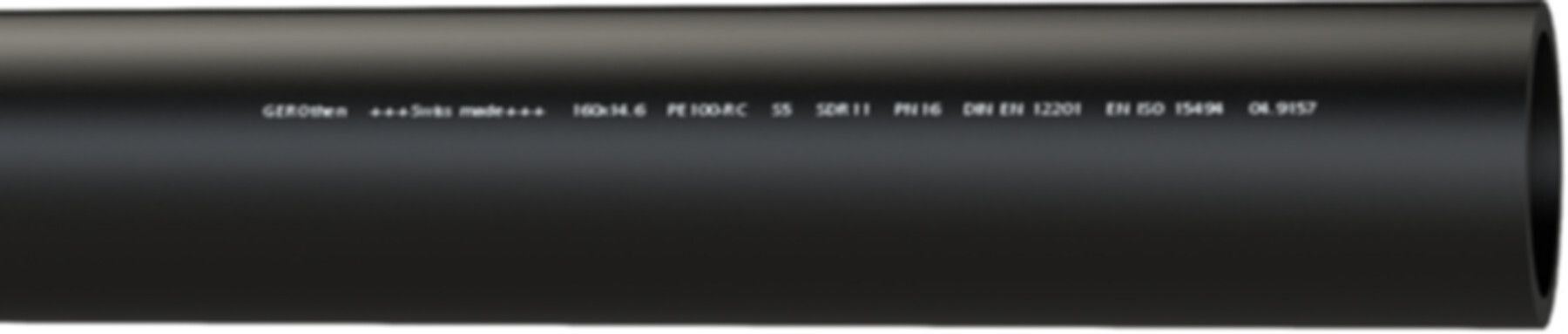 HDPE-Druckrohr PE100 S-5/PN16 - Schwarz für Industrie Stg. à 10 m.
