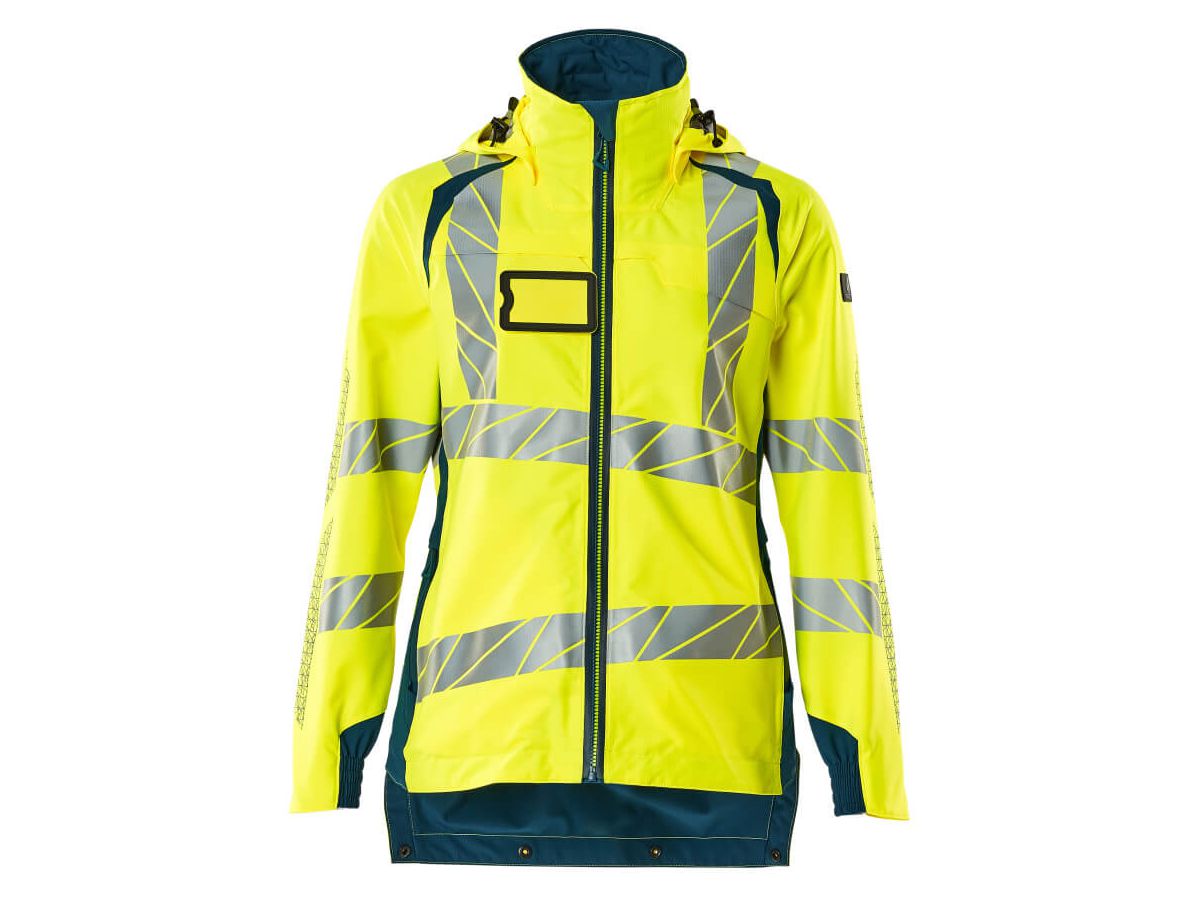 Soft Shell Jacke, Damenpassform, Gr. 3XL - hi-vis gelb/dunkelpetroleum, 100% PES