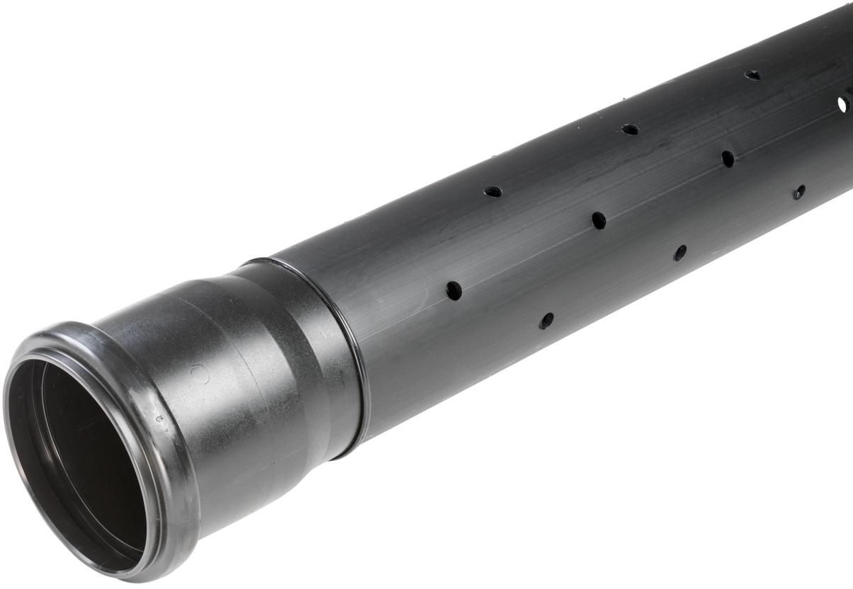 Sickerrohre HDPE gemufft - SN 2-4, Rezyklat, Stangen à 6 m, gelocht