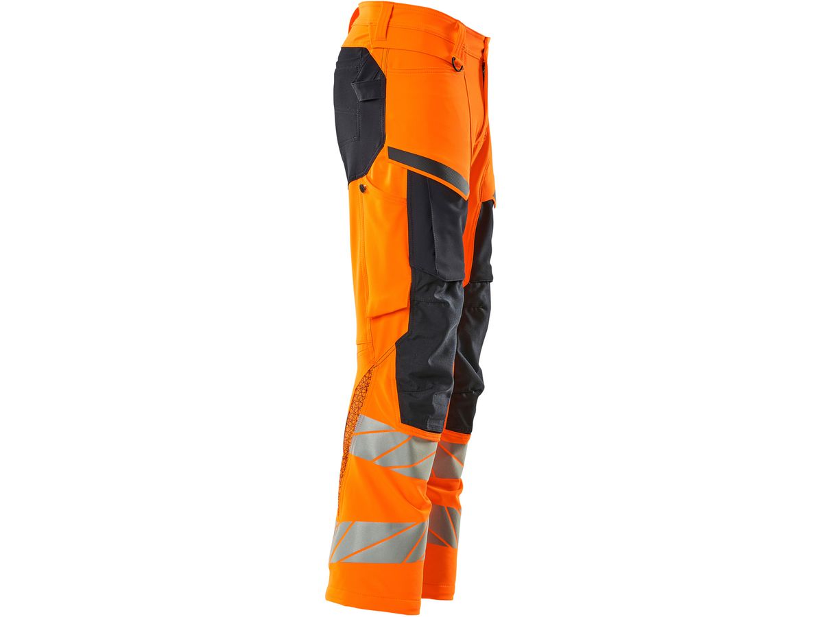 Hose mit Knietaschen, Stretch, Gr. 90C62 - hi-vis orange/schwarzblau, 92% PES/8%EL