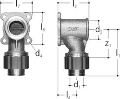 Sanipex Winkel mit Flansch