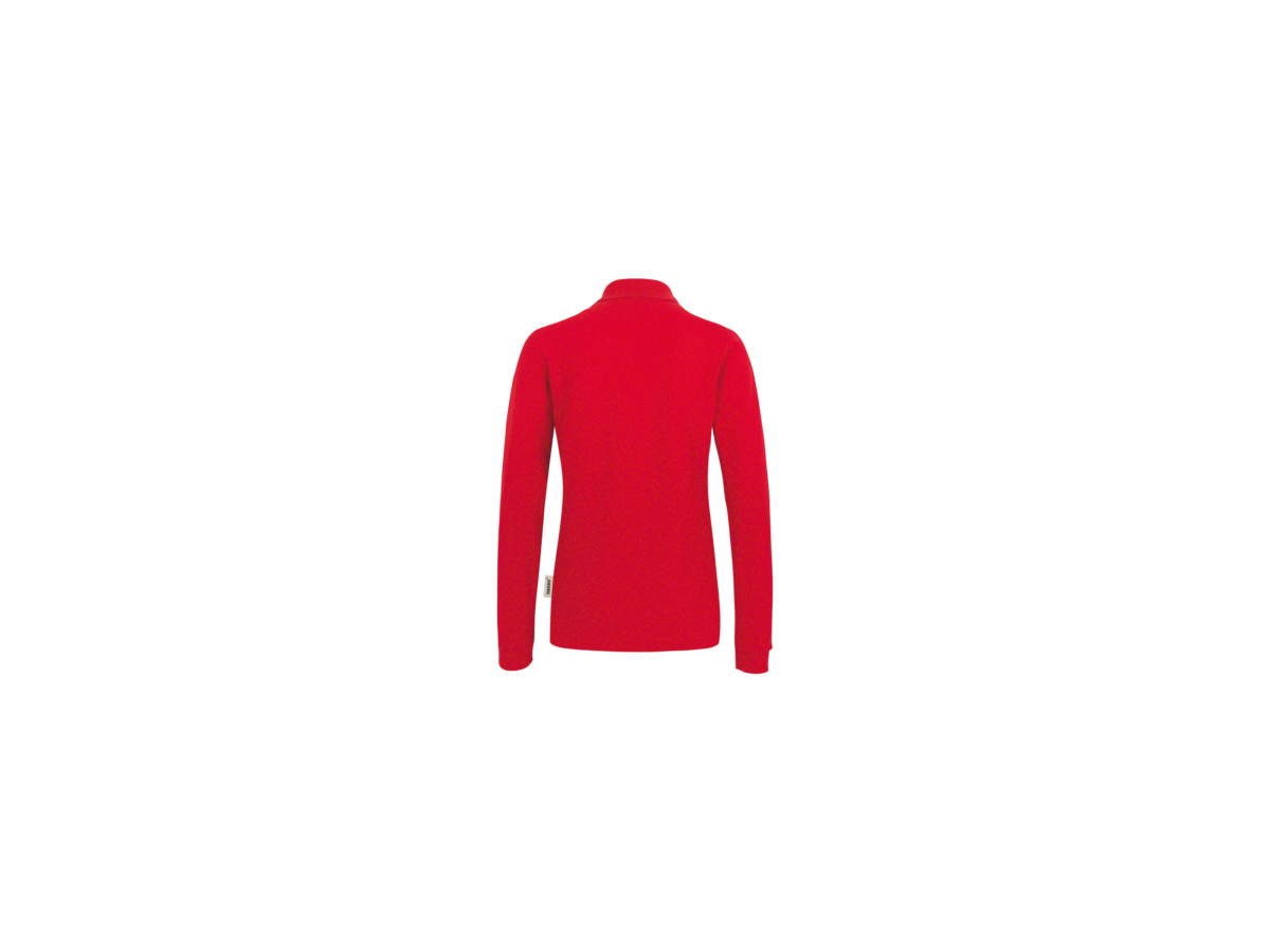 Damen-Longsleeve-Poloshirt Perf. L rot - 50% Baumwolle, 50% Polyester, 220 g/m²