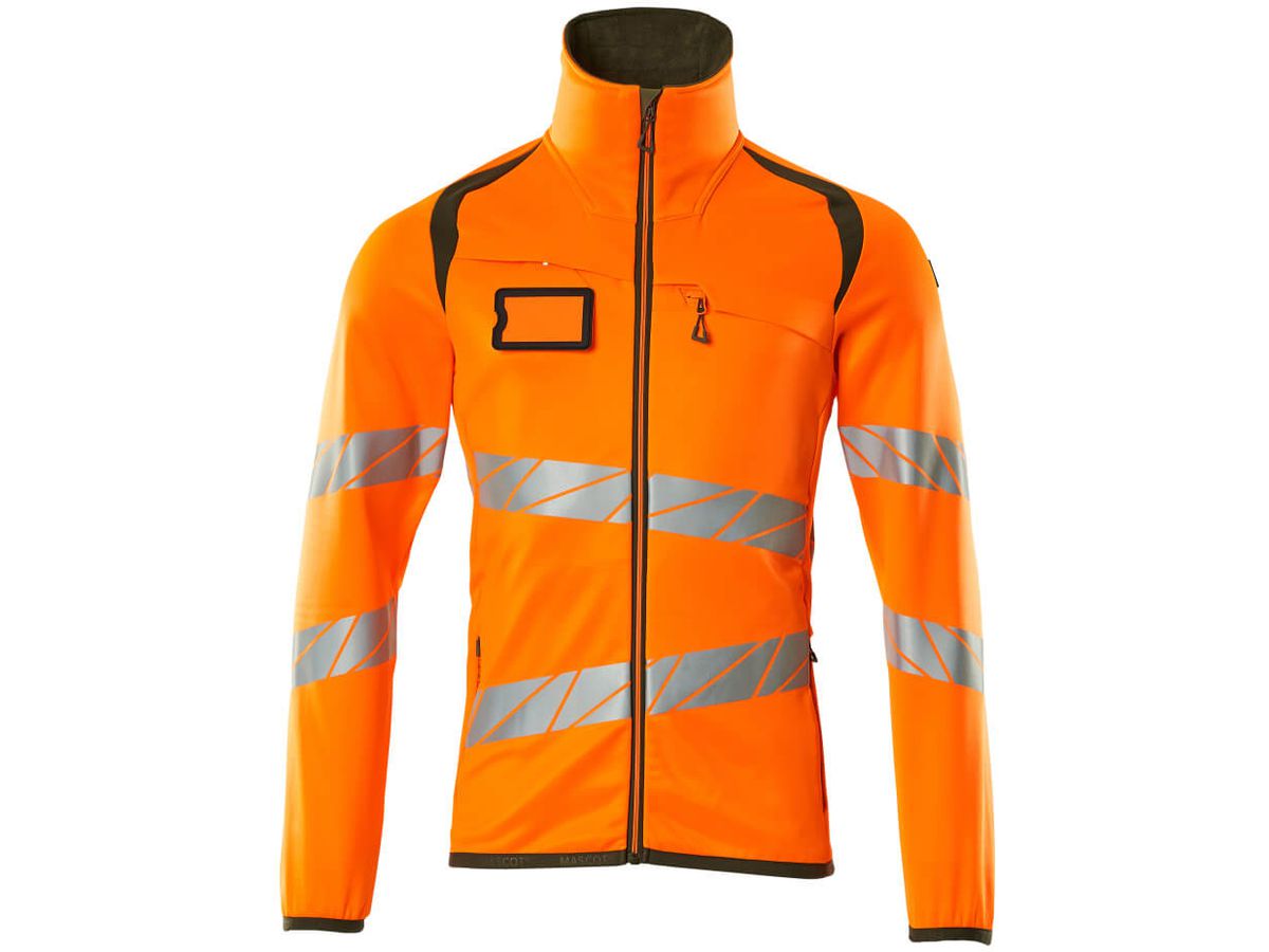 Fleecepullover mit Reissverschl. Gr. 2XL - hi-vis orange/moosgrün