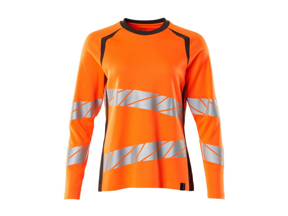 T-Shirt Langarm Damen, Gr. L  ONE - hi-vis orange/dunkelanthrazit