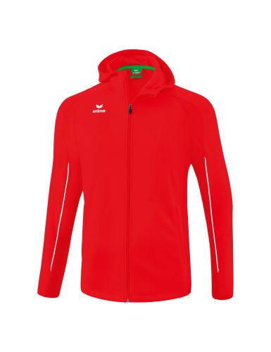 Liga Star Trainingjacke mit Kapuze - Farbe: rot/weiss, 100 % Polyester