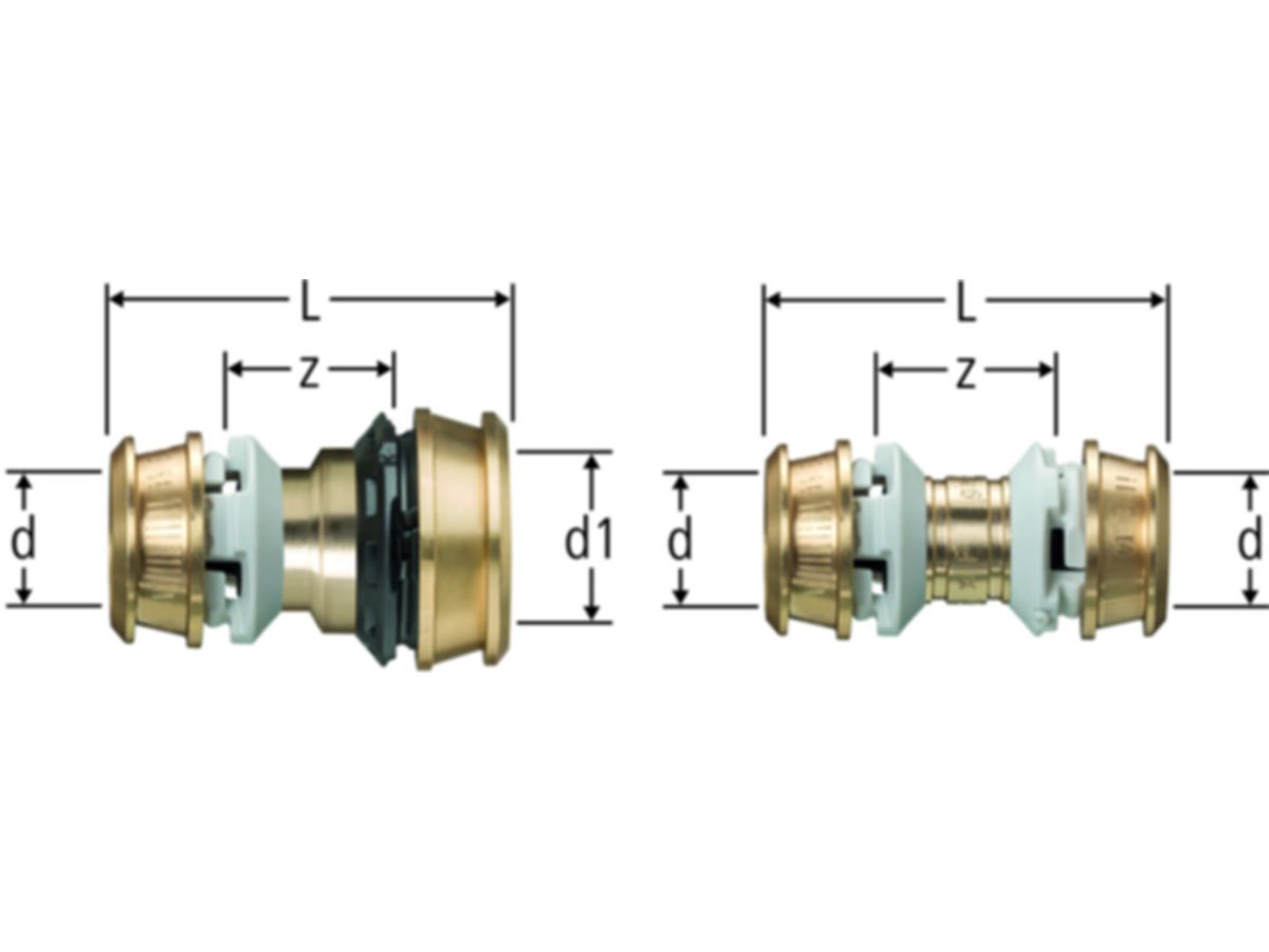 Kupplungen NUSSBAUM Optiflex-Flowpress - PN 10, für 1-LU-Rohre, Rotguss, Kunstst.