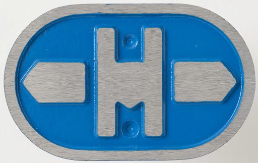 Hausanschlusstafel "H" oval m. Schraube - Nr.32 verkehrsblau (RAL5017) (Bega)