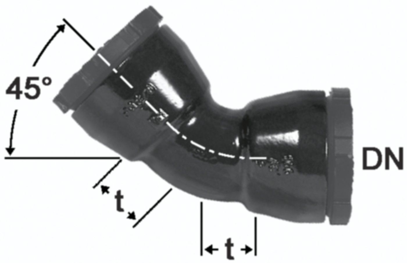 HD Bogen 45°, 2 Schraubmuffen - Fig. 2322a