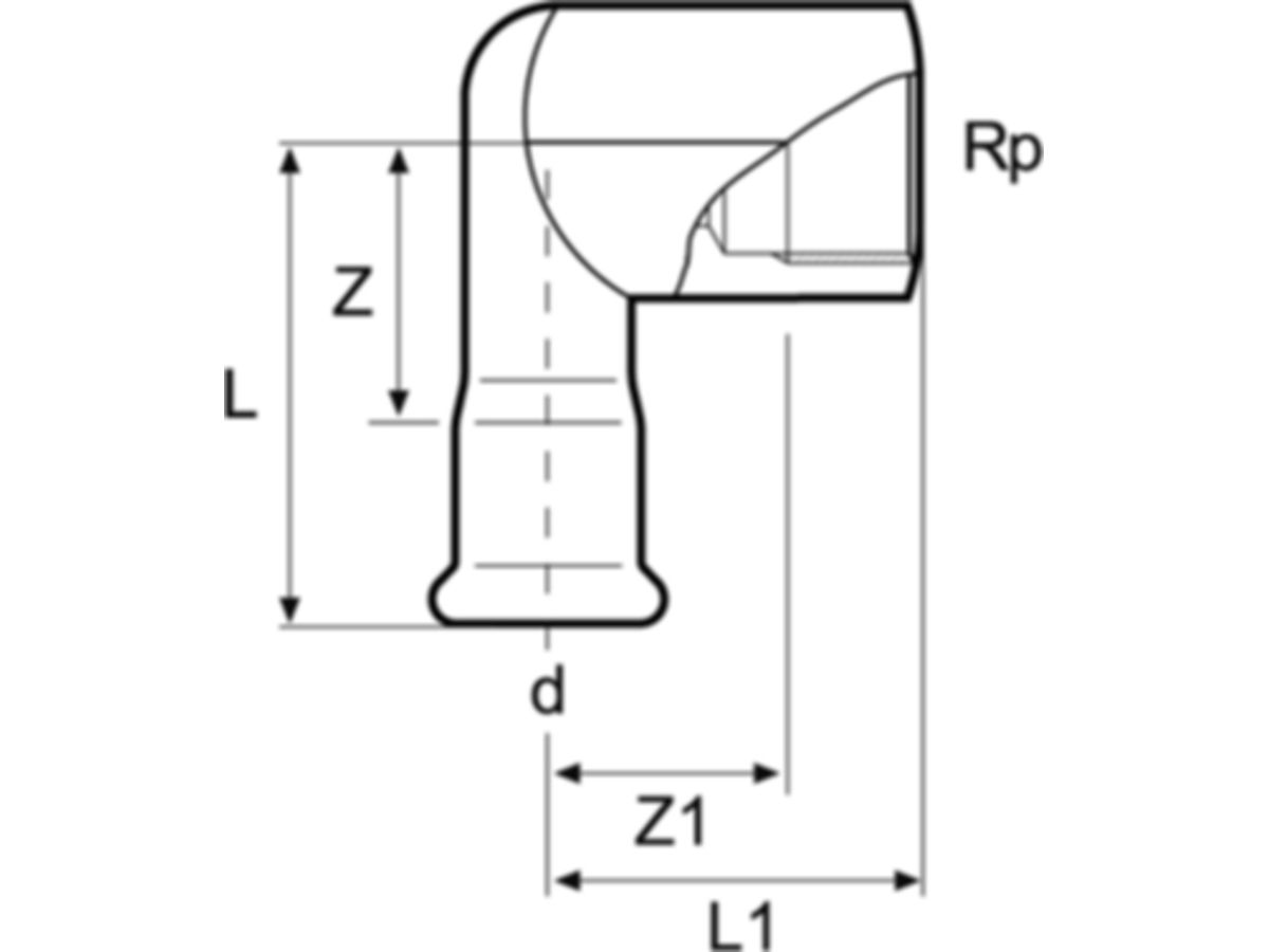 Eurotubi Übergangswinkel 90° Inox - mit IG