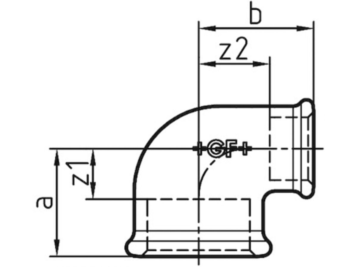 Winkel +GF+ verz. Nr. 90 3/8-1/4"