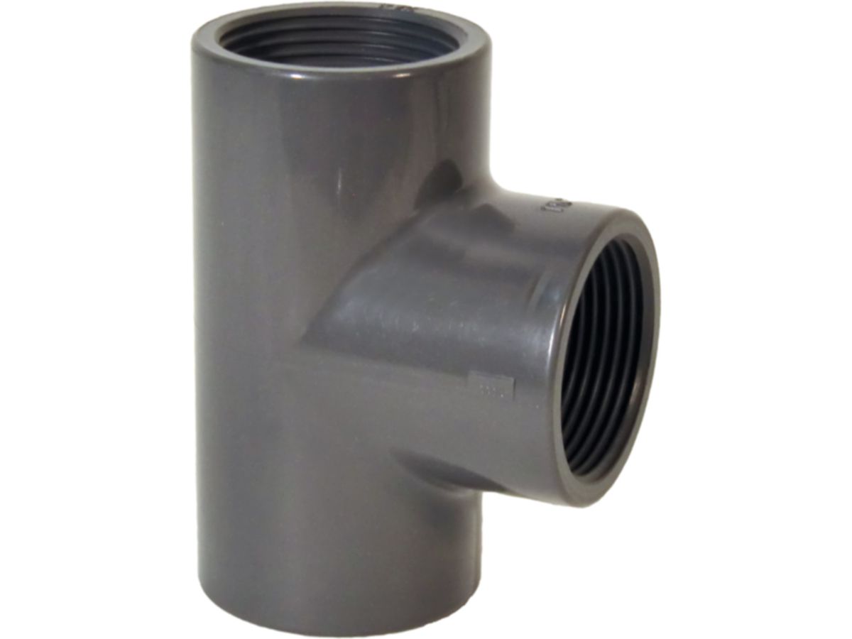 T 90° egal PVC-U metrisch - mit Zylindrischem Rohr IG Rp