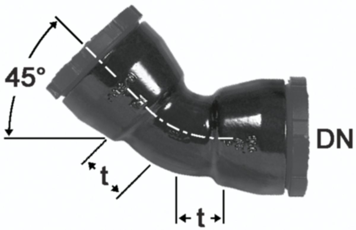 HD Bogen 45°, 2 Schraubmuffen - Fig. 2322a