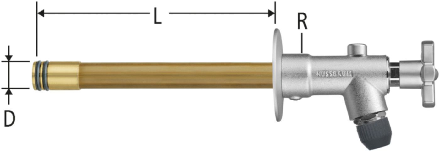 Einsatz mit Auslaufgehäuse Nussbaum - mit Metall-Handrad, Nr. 40064