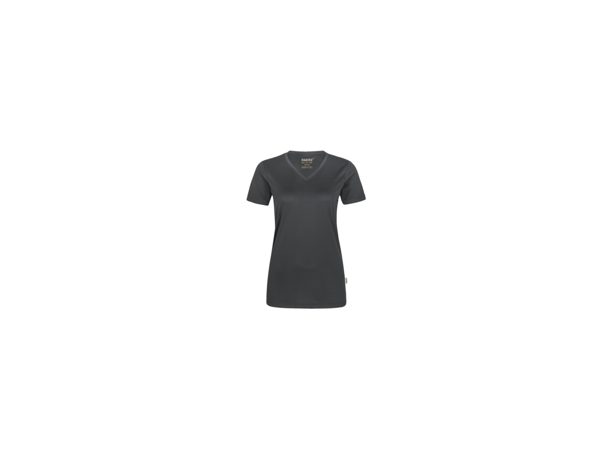 Damen-V-Shirt COOLMAX 2XL anthrazit - 100% Polyester, 130 g/m²