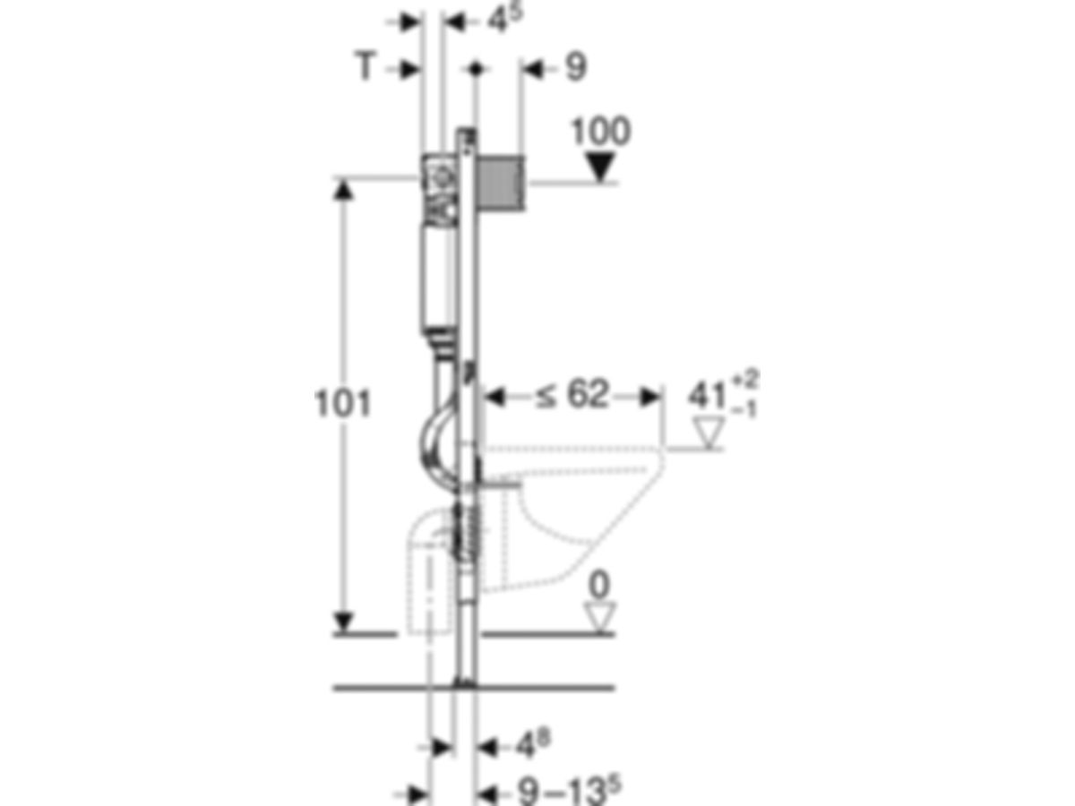 Geberit Duofix-Wand-WC-Element Omega - Typ 112, Betätigung von vorne