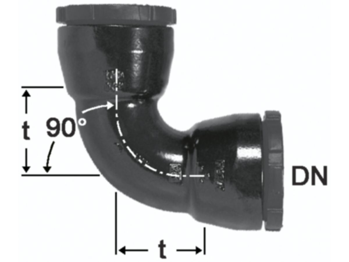 HD Bogen 90°, 2 Schraubmuffen - Fig. 2320a