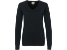 Damen-V-Pullover Prem.-Cotton XS schwarz - 100% Baumwolle