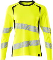 T-Shirt Langarm Damen Gr. 2XL ONE - hi-vis gelb/schwarzblau, 50% PES/50% CO