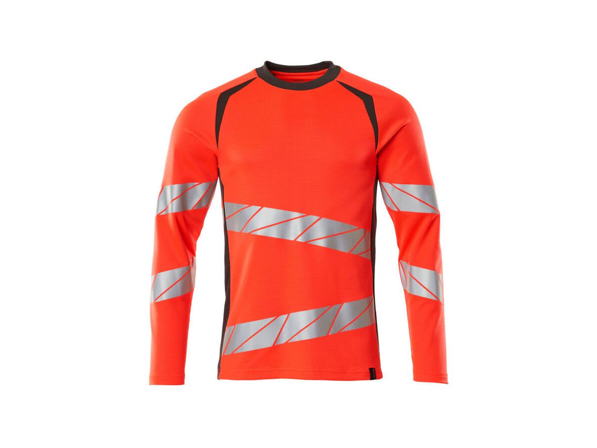 T-Shirt Langarm modern fit Gr. S ONE - hi-vis rot/dunkelanthrazit