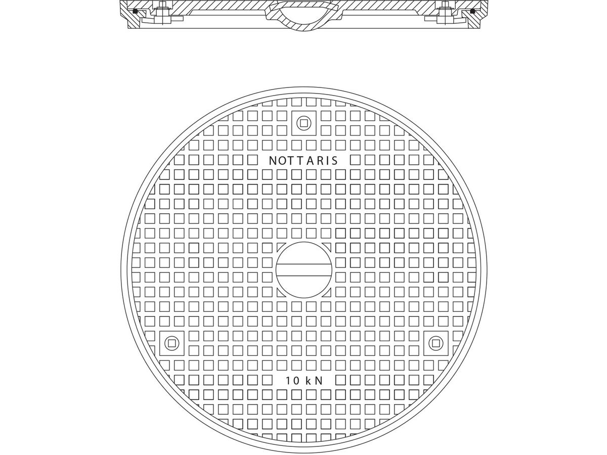 Schachtabdeckung Fig. 1070-60-01 (26R) - 1 To, mit Uni-Griff und Riegelverschluss