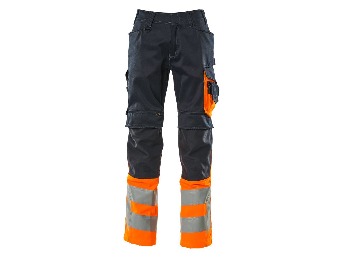 Leeds Hose mit Knietaschen, Gr. 82C52 - schwarzblau/hi-vis orange