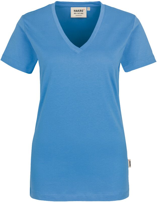 Klassisches V-Shirt mit feminimen V-Aus- - schnit. 100 % Baumwolle. Grössen XS-3XL