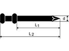 Doppelkopf-Stifte 3,4 x 65 blank - Pak à 5,0 kg, gesamt L= 75 mm