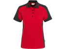Damen-Poloshirt Contr. Perf. M rot/anth. - 50% Baumwolle, 50% Polyester, 200 g/m²