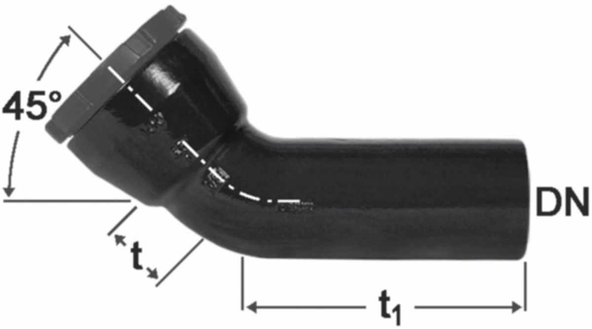 HD Bogen 45°, Schraubmuffe und Spitzende - Fig. 2322