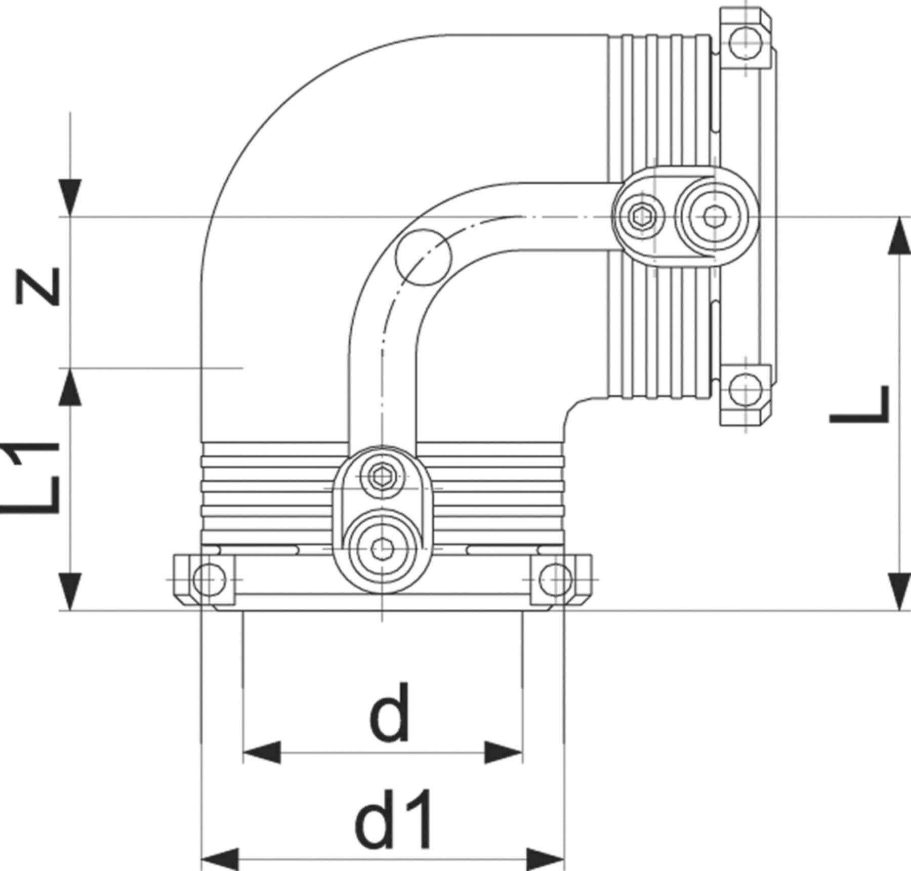 Winkel 90° PE100 S-5 SDR 11 ELGEF+ - 5 bar Gas / 16 bar Wasser