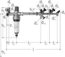 Verteilbatterie 11/2"-20-25-25 komplett - mit DRV/Filter/Passstück ohne Verschraub