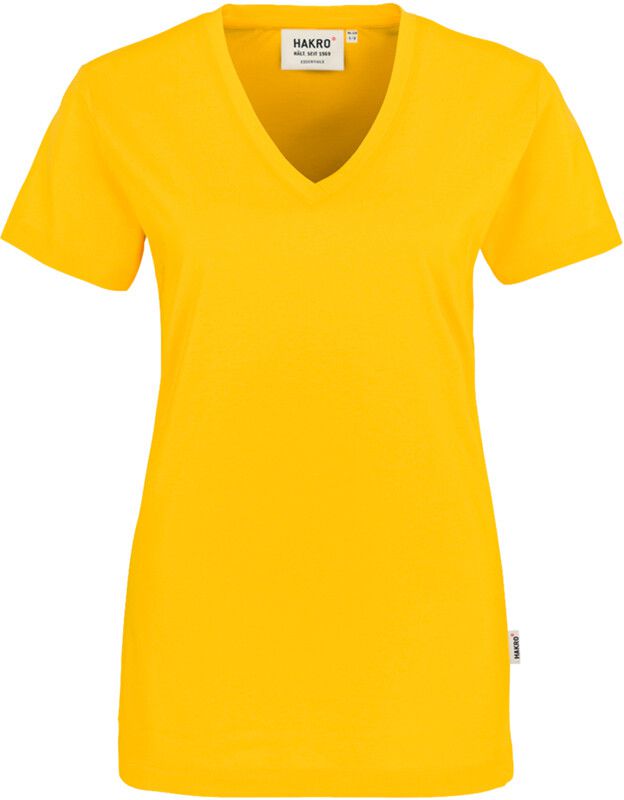 Klassisches V-Shirt mit feminimen V-Aus- - schnit. 100 % Baumwolle. Grössen XS-3XL