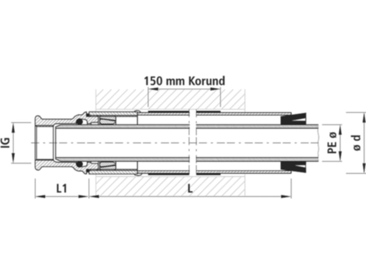 Mauerdurchführung für PE-Rohre, gerade - d 40 mm, L= 500 mm  7000