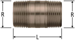 Rotguss Rohrnippel zu Interfitt Nussbaum - Nr. 90032