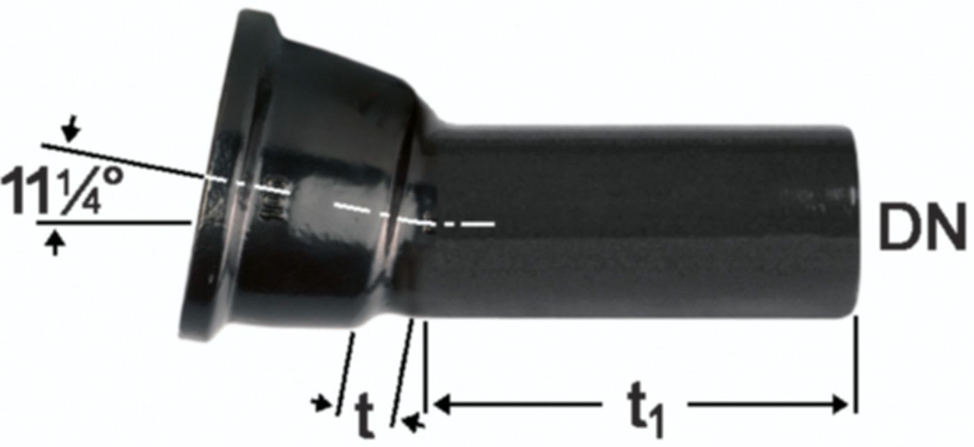 Hochdruckguss Bogen 11° - Fig. 2825, Steckmuffe und Spitzende
