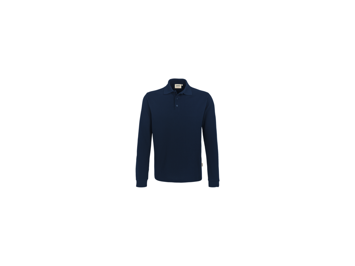 Longsleeve-Poloshirt Perf. Gr. M, tinte - 50% Baumwolle, 50% Polyester, 220 g/m²