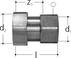 Sanipex Übergang mit loser Muter und - Innengewinde aus Rotguss