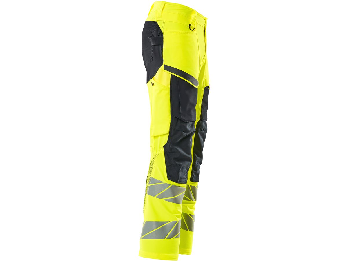 Hose mit Knietaschen, Stretch, Gr. 82C56 - hi-vis gelb/schwarzblau, 92% PES/8%EL