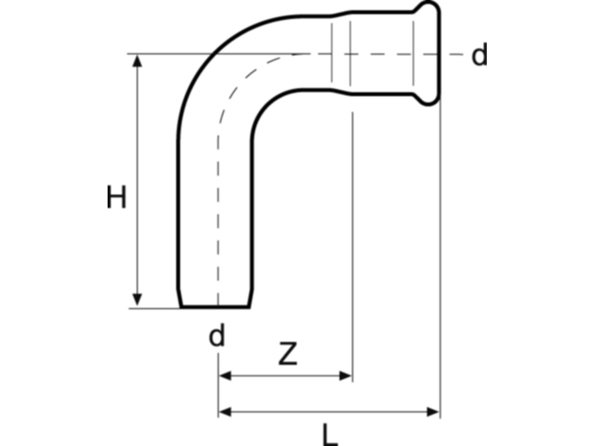 Bogen 90° mit Steckende C-Stahl - Eurotubi