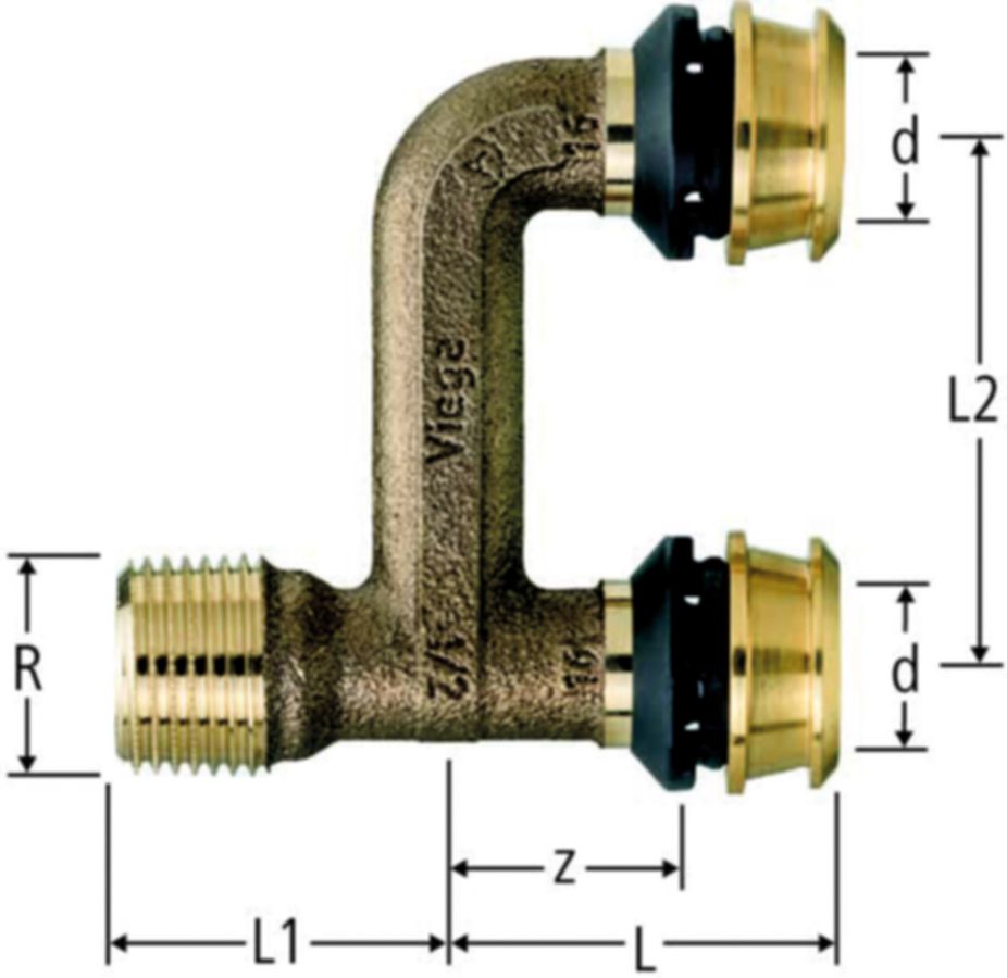 Optiflex-Flowpress-Verteilstück - PN10, Rotguss