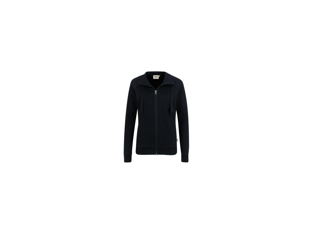 Damen-Sweatjacke College Gr. XS, schwarz - 70% Baumwolle, 30% Polyester, 300 g/m²