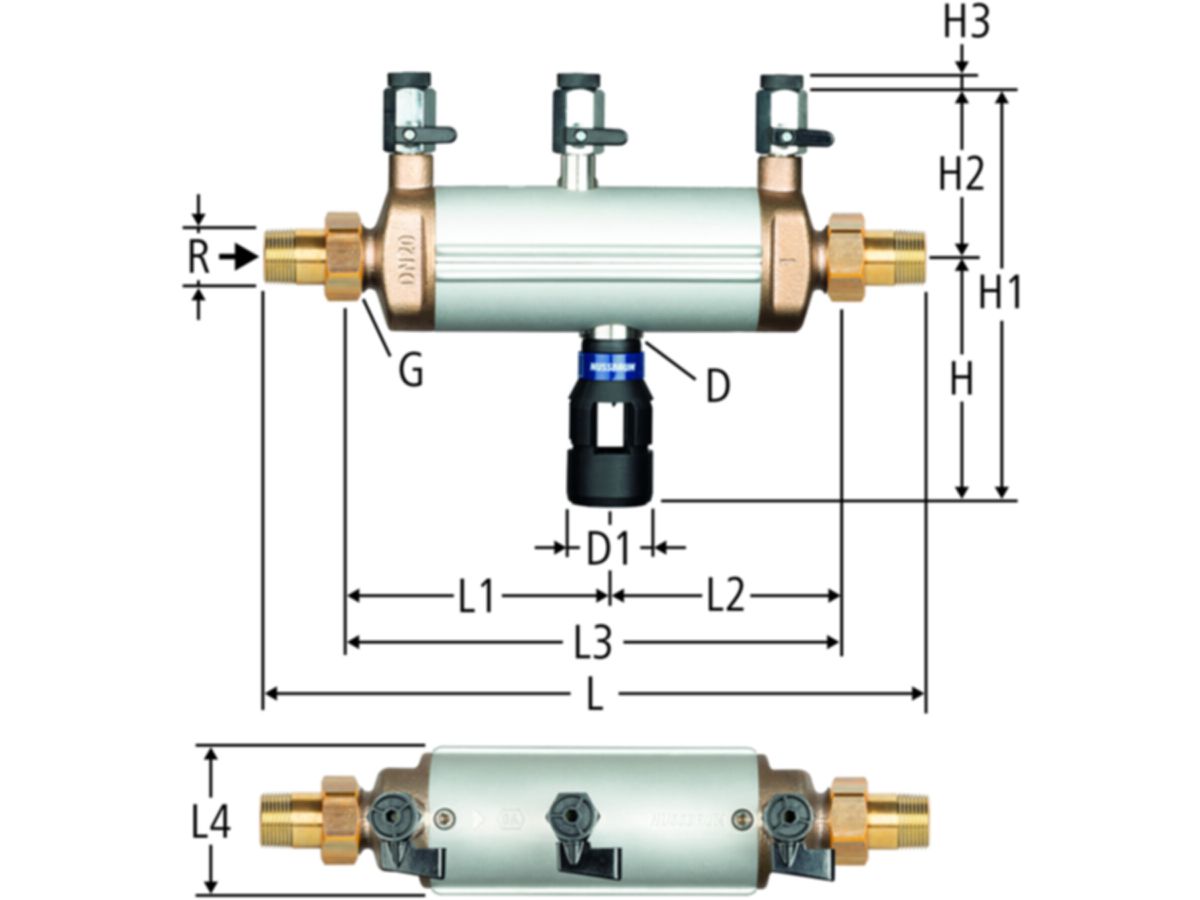 Systemtrenner BA PN 10 Nussbaum - mit Rohrverschraubung min. 2 bar