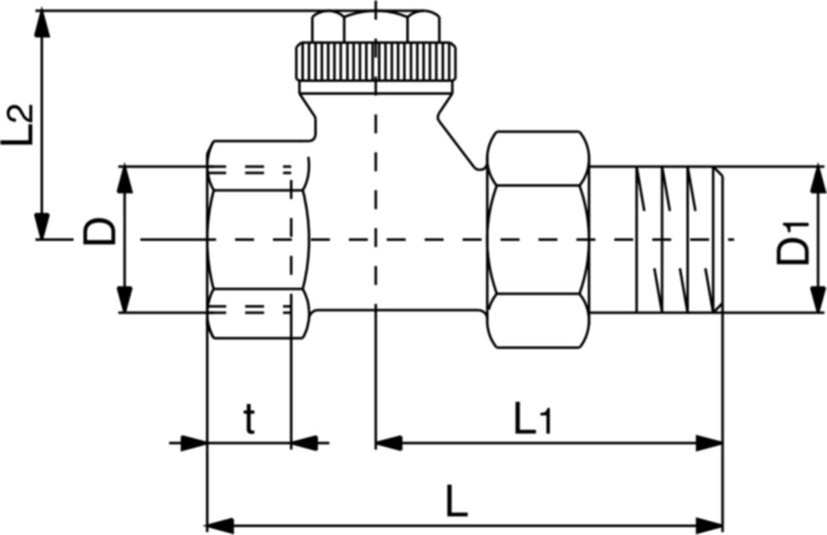 Verschraubung "Combi 3" Durchgang IG - Messing vernickelt