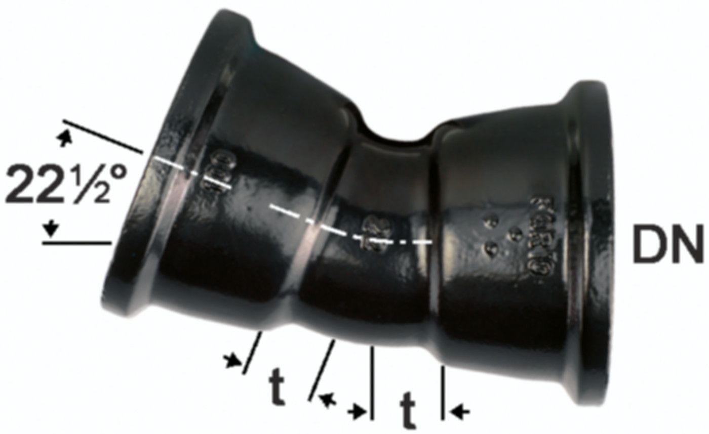 Hochdruckguss Bogen 22° 2 Steckmuffen - Fig. 2824A