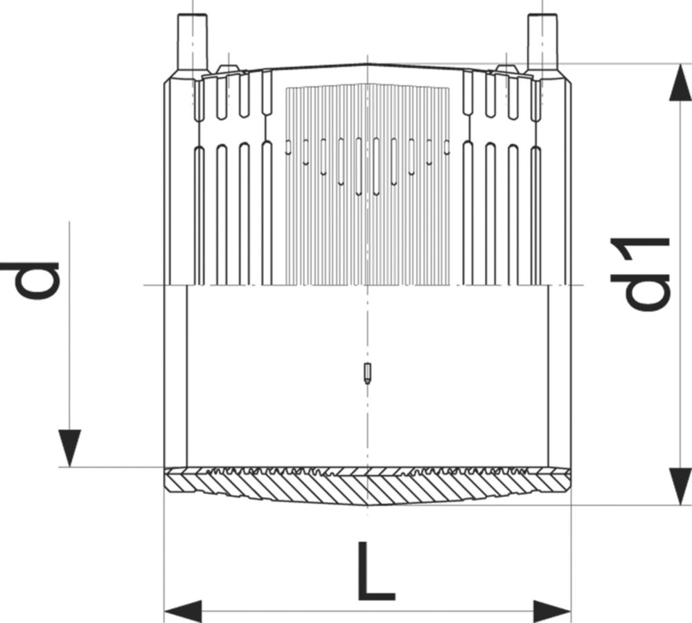 Schweissmuffen PE100 S-8 SDR 17 ELGEF - 5 bar Gas / 10 bar Wasser
