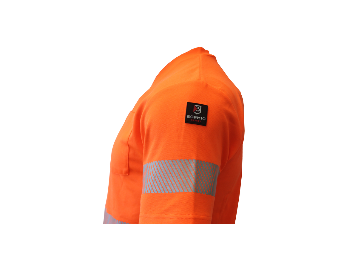 Bormio Säntis T-Shirt, Kurzarm UPF 40 - leuchtorange, mit Reflexstreifen