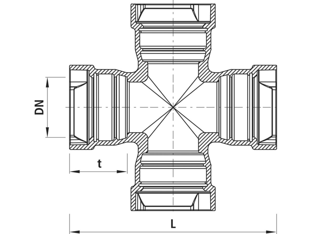 Steckmuffen-Kreuz BLS, PN 16 - 5477